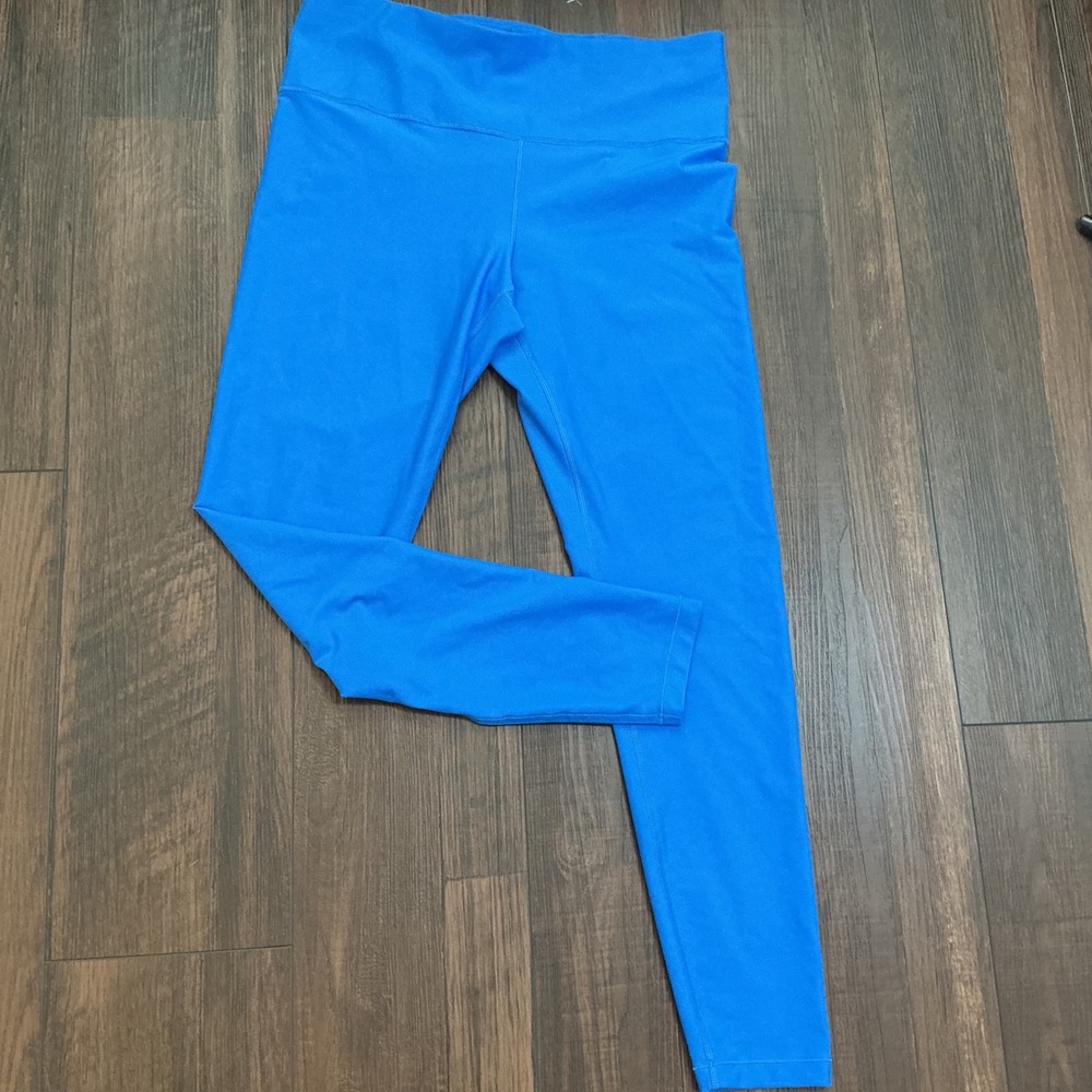 Athleta Interval Tight Leggings Blue High Rise Compression Tall Large L/T Yoga